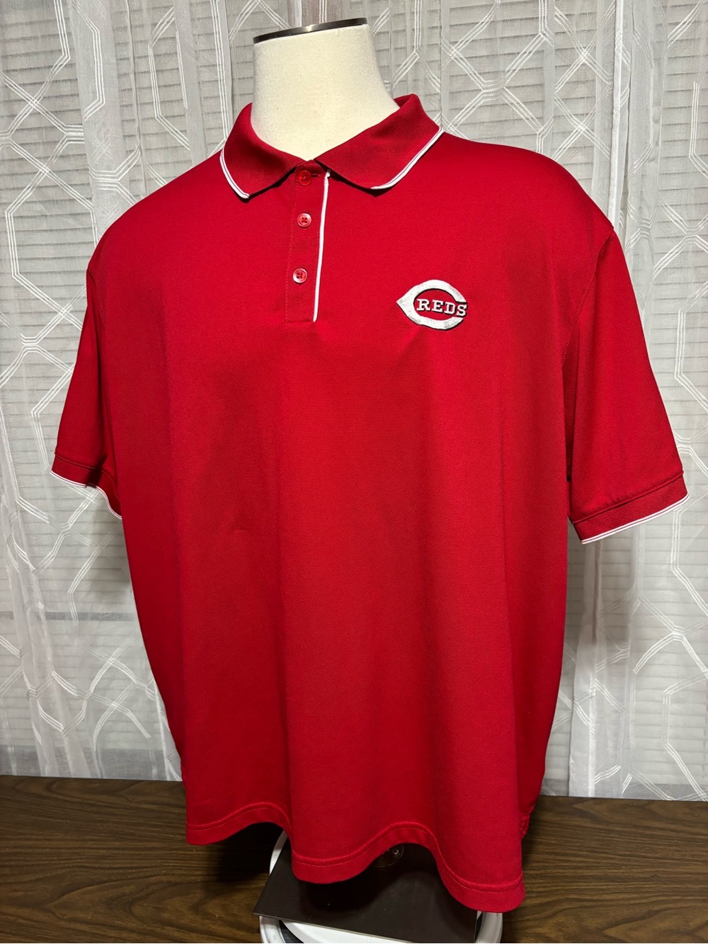 Cincinnati Reds Polo Shirt XL Redw/White Trim. 29p2p 32L